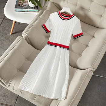 Autumn 2019 new European and American women's wear Contrast color with short sleeves Hollow out Knitted dress
Autumn 2019 new European and American women's wear Contrast color with short sleeves Hollow out Knitted dress