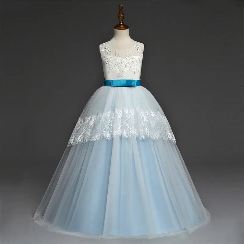 Formal Wedding Lace Girl Dress with blue ruched Rhinestone Flower Lace Sleeveless Mid Calf Wedding Baby Girl Vestido for 12Y
Formal Wedding Lace Girl Dress with blue ruched Rhinestone Flower Lace Sleeveless Mid Calf Wedding Baby Girl Vestido for 12Y