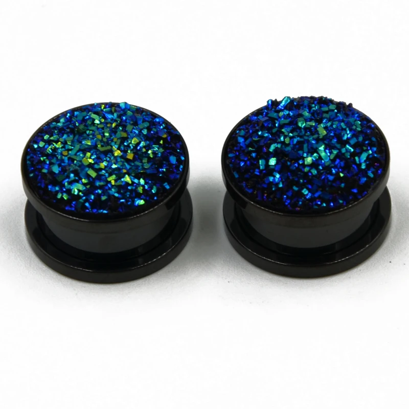 BOG-1Pair Anodized Black Stainless Steel Screw Fit Ear Tunnel Plug Gauge Expanders Earlet Piercing With Synthetic Druzy
BOG-1Pair Anodized Black Stainless Steel Screw Fit Ear Tunnel Plug Gauge Expanders Earlet Piercing With Synthetic Druzy