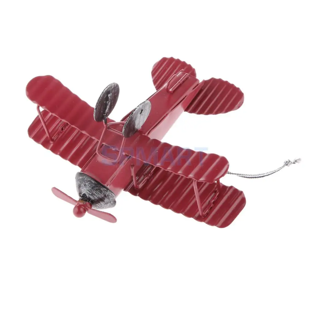 Collectible Metal Aircraft Model Biplane Plane Toy String Hanging Decoration