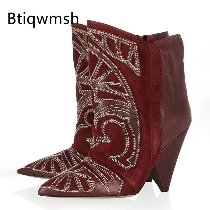 2019 Retro Ankle Boots Women Pointed Toe Embroidery Flower Strange Triangle Heels Boots Woman Cowboy Boots
2019 Retro Ankle Boots Women Pointed Toe Embroidery Flower Strange Triangle Heels Boots Woman Cowboy Boots