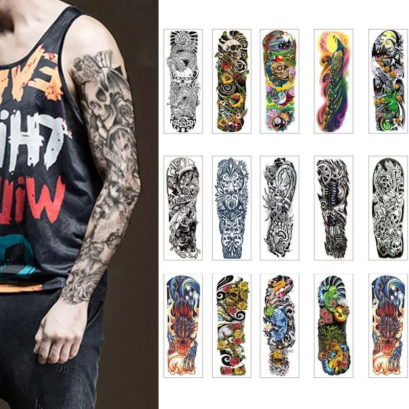 Waterproof Temporary Tattoo Sticker Eye Clock Bird Pagoda Full Arm Large Size Fake Tatto Flash Tatto Sleeve Tatto For Men Women
Waterproof Temporary Tattoo Sticker Eye Clock Bird Pagoda Full Arm Large Size Fake Tatto Flash Tatto Sleeve Tatto For Men Women