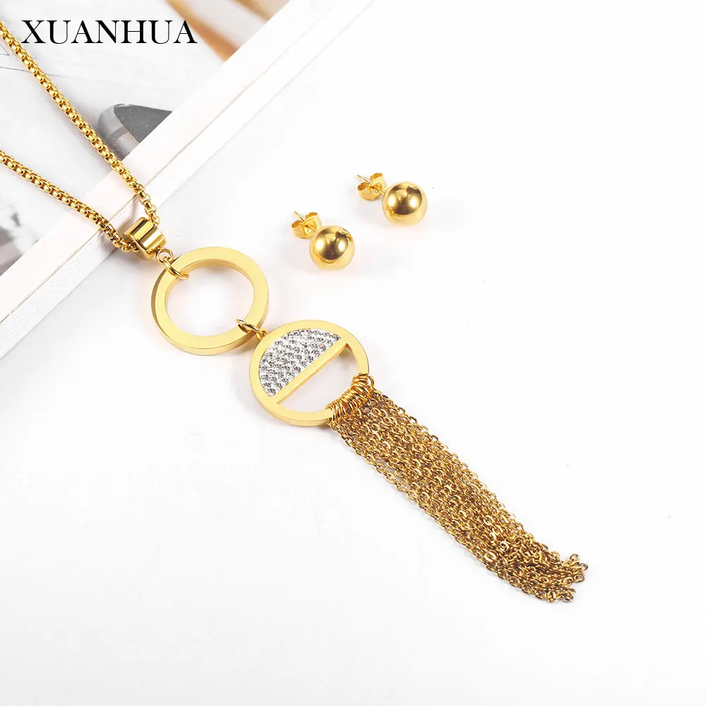 XUANHUA Stainless Steel Jewelry Woman Vogue 2019 Charm Steel Ball Earrings Necklace Jewelry Sets Fine Jewelry Accessories Chain
XUANHUA Stainless Steel Jewelry Woman Vogue 2019 Charm Steel Ball Earrings Necklace Jewelry Sets Fine Jewelry Accessories Chain