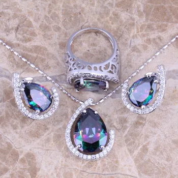 Glamorous Rainbow Mystic White CZ Silver Plated Jewelry Sets Earrings Pendant Ring Size 6 / 7 / 8 / 9 / 10 S0464
Glamorous Rainbow Mystic White CZ Silver Plated Jewelry Sets Earrings Pendant Ring Size 6 / 7 / 8 / 9 / 10 S0464