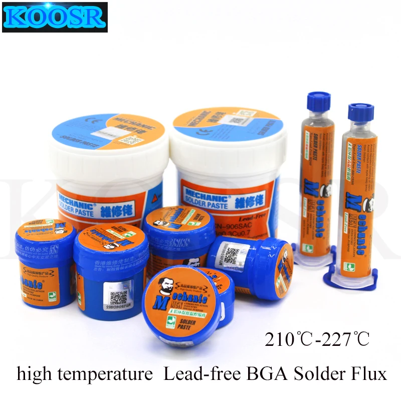 MECHANIC high temperature Lead-free BGA Solder Flux Paste Soldering Tin Cream SMT Solder Paste B30 B80 WQ50 WQ80 For PCB IC SMT
MECHANIC high temperature Lead-free BGA Solder Flux Paste Soldering Tin Cream SMT Solder Paste B30 B80 WQ50 WQ80 For PCB IC SMT