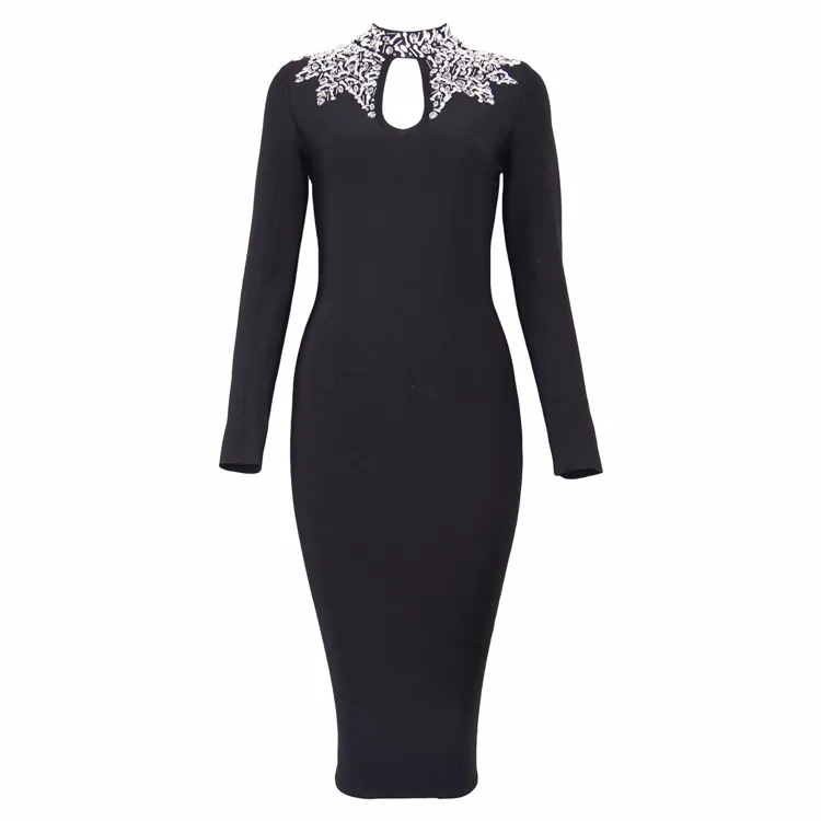Top Quality Blue Black Long Sleeve Mantual Beading Rayon Bandage Dress Cocktail Party Dress hl
Top Quality Blue Black Long Sleeve Mantual Beading Rayon Bandage Dress Cocktail Party Dress hl