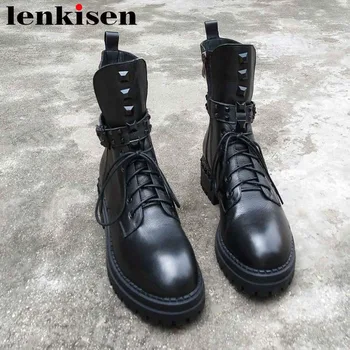 Lenkisen 2018 new arrival rivets decoration round toe med heels natural leather buckle belt zipper rock motorcycle boots L67
Lenkisen 2018 new arrival rivets decoration round toe med heels natural leather buckle belt zipper rock motorcycle boots L67