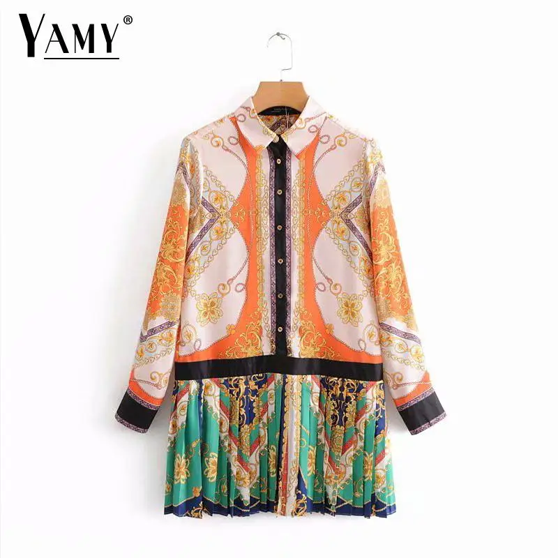 Vintage floral print mini dress women long sleeve dress patchwork pleated korean dress autumn Casual work shirt dress
Vintage floral print mini dress women long sleeve dress patchwork pleated korean dress autumn Casual work shirt dress