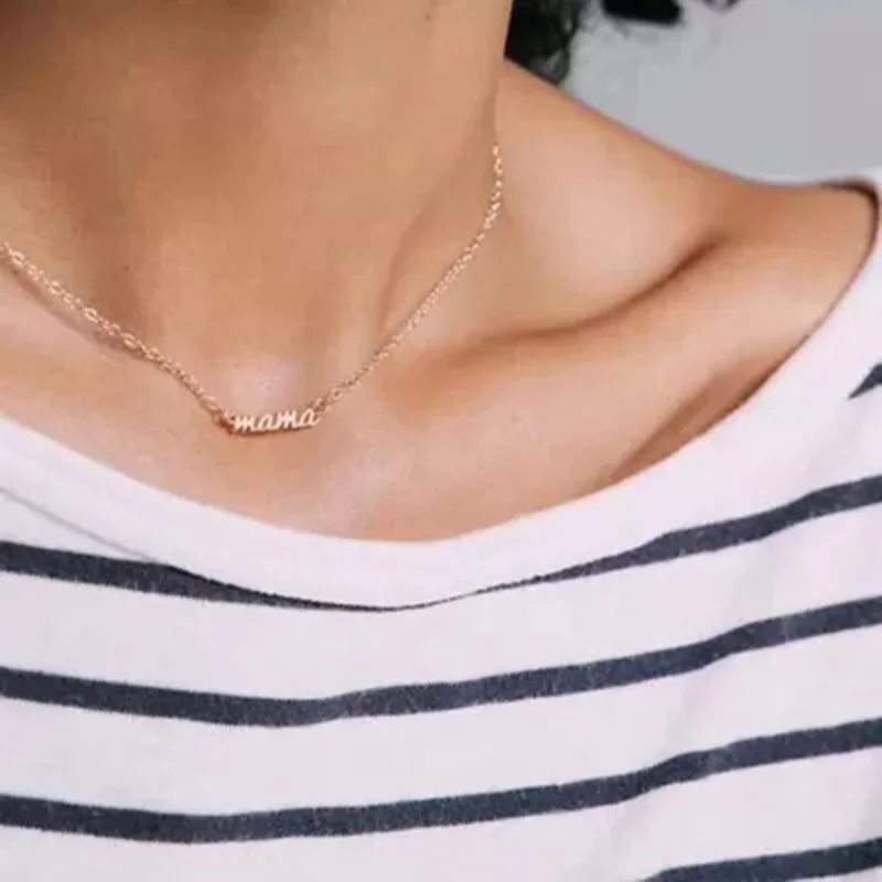 

Collier Collares Maxi Necklace 2019 Mother Day Gift Cz Mama Letter Charm Dainty Unique Design 100%925 Silver Thin Chain Necklace