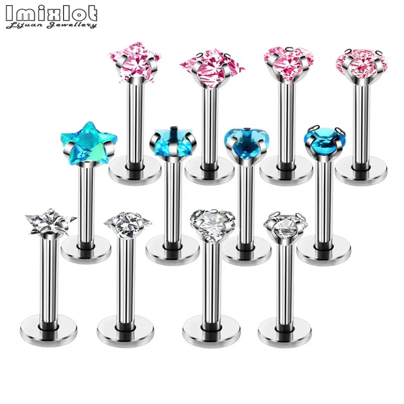 1Pc Round Square Heart Star Labret Lip Ring Zircon Anodized Internally Threaded Prong Gem Monroe 16G Tragus Helix Ear Piercing
1Pc Round Square Heart Star Labret Lip Ring Zircon Anodized Internally Threaded Prong Gem Monroe 16G Tragus Helix Ear Piercing