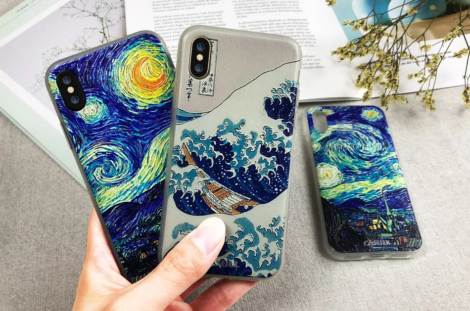 CASEIER Vintage Painting Phone Case For iPhone 6 6s Case Soft Cover For iPhone 7 8 Plus 5 5s SE X XS MAX XR S9 Funda Accessories