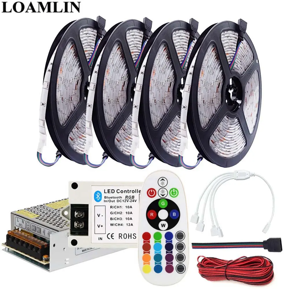 RGB Led Strip 5050SMD 30Leds/m Flexible Light Bluetooth RGB Led Controller With Remote DC12V Led Transformer Kit 5M 10M 15M 20M
RGB Led Strip 5050SMD 30Leds/m Flexible Light Bluetooth RGB Led Controller With Remote DC12V Led Transformer Kit 5M 10M 15M 20M