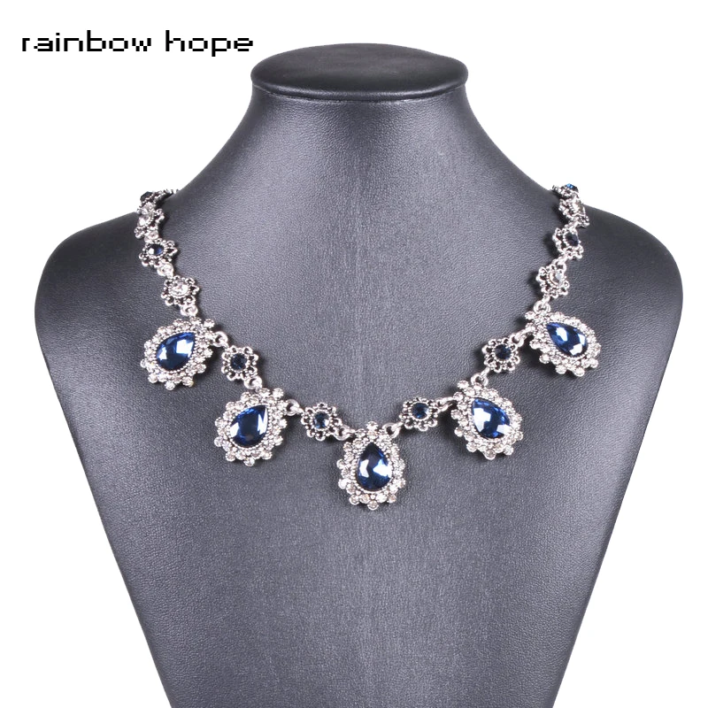 2019 Hot 8 Color Design Maxi Water Drop Crystal Choker Collar Necklace for Women