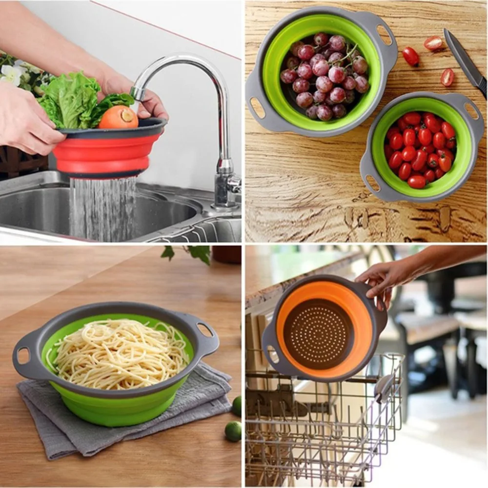 Foldable Silicone Colander Non-toxic Fruit Vegetable Washing Basket Strainer with Handles Collapsible Kitchen Tool
Foldable Silicone Colander Non-toxic Fruit Vegetable Washing Basket Strainer with Handles Collapsible Kitchen Tool