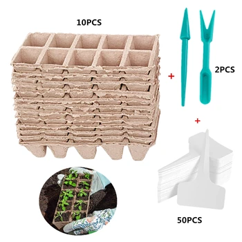 Behogar 10PC 10-Grid Biodegradable Seed Starter Peat Pots 24x8.5x5cm +2PCS Seedlings Dibbers +50PCS Plant Labels Tags for Garden
Behogar 10PC 10-Grid Biodegradable Seed Starter Peat Pots 24x8.5x5cm +2PCS Seedlings Dibbers +50PCS Plant Labels Tags for Garden