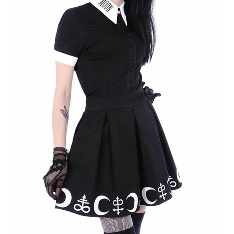 Black Gothic Moon Print Skirts For Girls Women 2019 Summer Harajuku Punk Rock High Waist Mini Skirt Female Fashion Skirt
Black Gothic Moon Print Skirts For Girls Women 2019 Summer Harajuku Punk Rock High Waist Mini Skirt Female Fashion Skirt