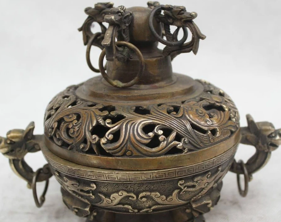 7"China Chinese Dynasty Folk Bronze Nine Dragon incense burner Censer Statue
7"China Chinese Dynasty Folk Bronze Nine Dragon incense burner Censer Statue