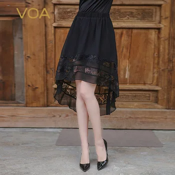VOA Silk Black Women Fashion Lace Skirts Solid Chiffon Asymmetrical Special Design Ankle-Length 2017 Summer C336
VOA Silk Black Women Fashion Lace Skirts Solid Chiffon Asymmetrical Special Design Ankle-Length 2017 Summer C336