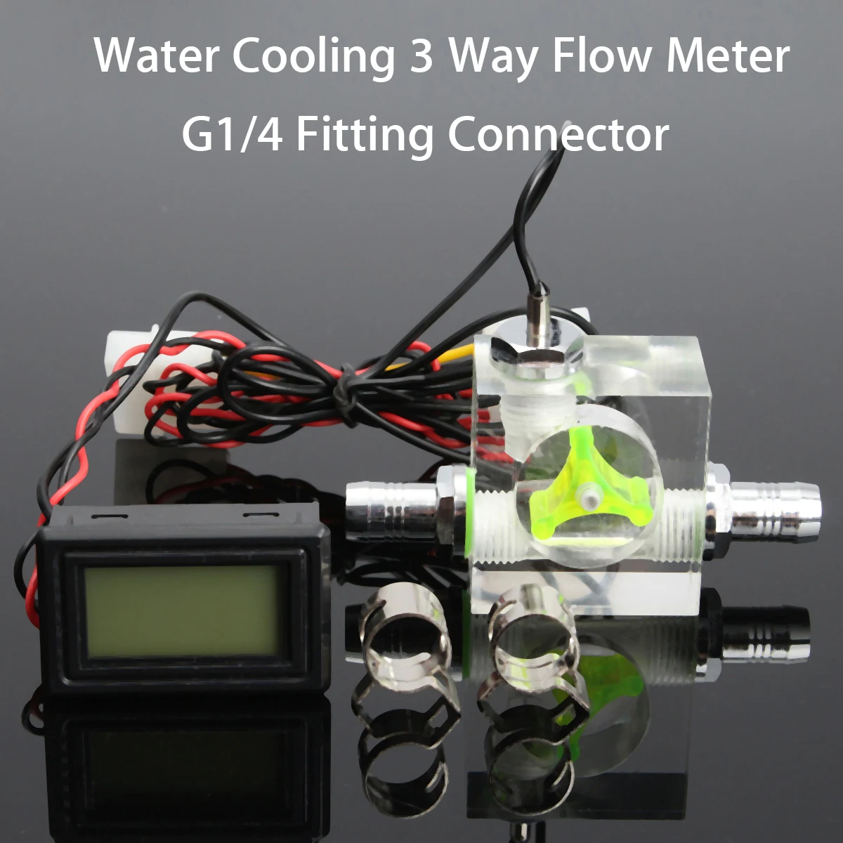 Water Liquid Cooling 3 Way Flow Meter LED Light Thermometer G1/4 Threaded Connector For Water Liquid Cooler System CPU
Water Liquid Cooling 3 Way Flow Meter LED Light Thermometer G1/4 Threaded Connector For Water Liquid Cooler System CPU