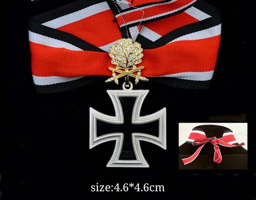Top quality WW2 3pcs iron cross combined badge EK2 German iron cross medal with double swords oak leaves and neck ribbo
Top quality WW2 3pcs iron cross combined badge EK2 German iron cross medal with double swords oak leaves and neck ribbo