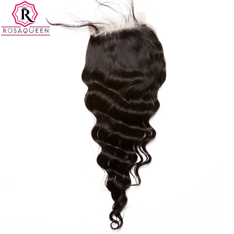 Peruvian Human Hair Lace Closure Bleached Knots Peruvian Loose Wave Lace Closure Unprocessed Peruvian Virgin Hair Lace Closure