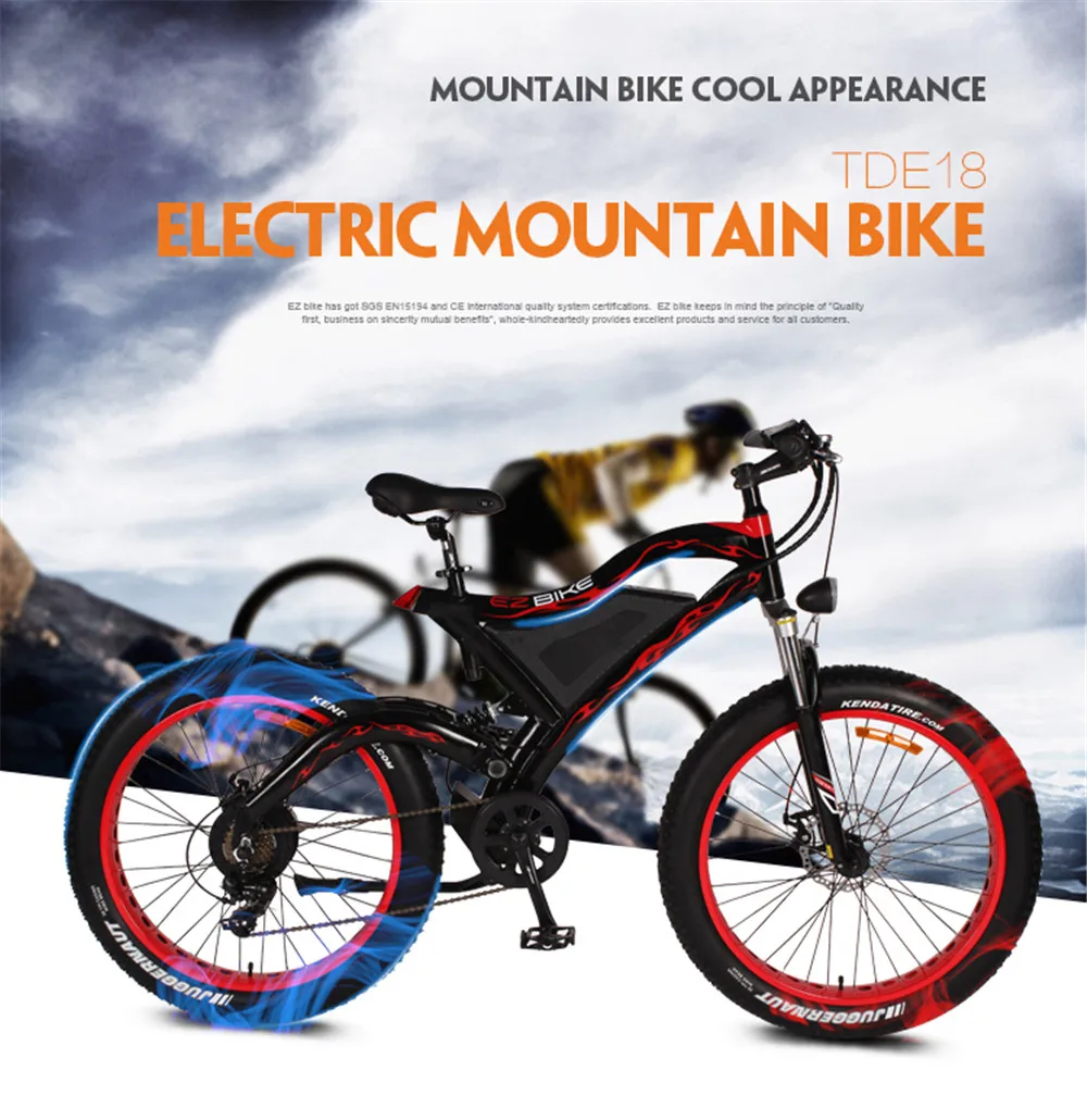 Excellent EZBIKE Electric Bike 48v 500w Mountain Hybrid ebike Inside 10.4AH Li-on Battery City Fat Tire Road Electric Bicycle 11