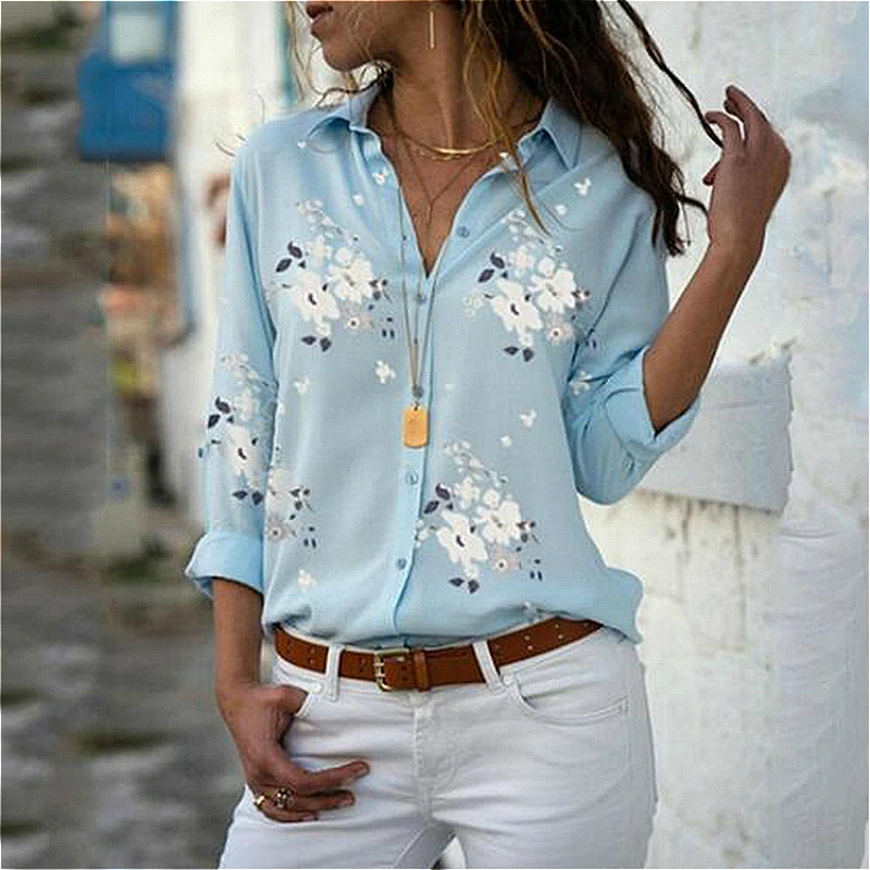 Women Floral Print Blouse Lapel Long Sleeve Single Breasted Loose Thin Vogue Sexy Shirts Ladies Plus Size 2019 Blusas Mujer
Women Floral Print Blouse Lapel Long Sleeve Single Breasted Loose Thin Vogue Sexy Shirts Ladies Plus Size 2019 Blusas Mujer