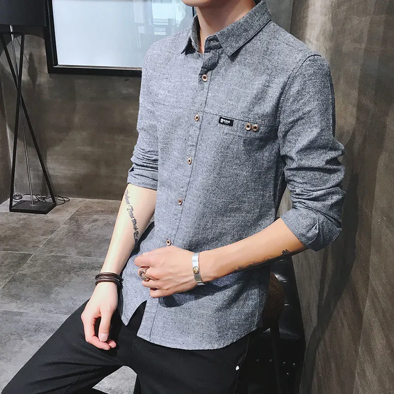 100% Cotton 2019 Autumn hombre Clothing Leisure Time Solid Color Wear Thin Striped Shirt Male Tide camisa Chinese Style Gray
100% Cotton 2019 Autumn hombre Clothing Leisure Time Solid Color Wear Thin Striped Shirt Male Tide camisa Chinese Style Gray