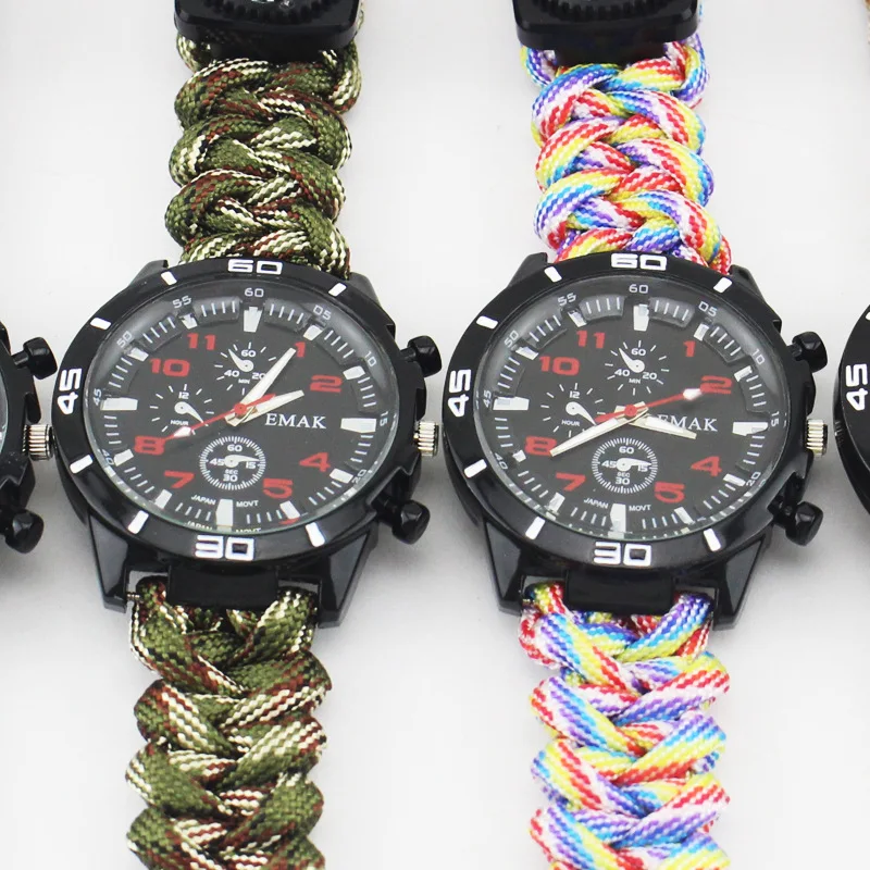 Survival Watch for Outdoor Camping Medical Multi-Functional with Compass Thermometer Rescue Paracord Sadoun.com