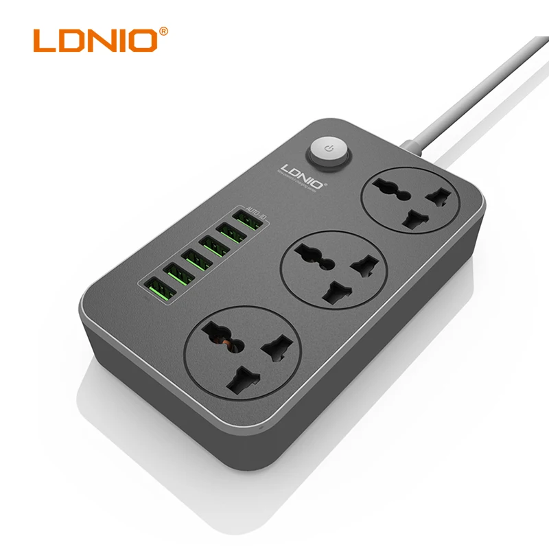 

LDNIO SC3604 power strip with 6 usb ports for mobile charger and 3 universal outlets power socket EU/US/UK plug for choice
