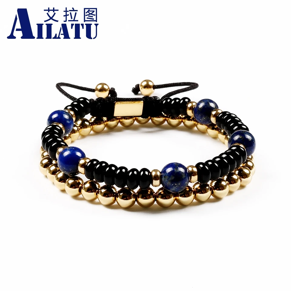 Ailatu 6mm Abacus Shaped Black Onyx Stone Beads and 8mm Lapis Lazuli Stone Beads with 6mm Copper Beads Couple Bracelets
Ailatu 6mm Abacus Shaped Black Onyx Stone Beads and 8mm Lapis Lazuli Stone Beads with 6mm Copper Beads Couple Bracelets