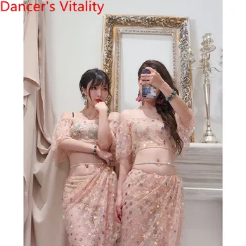 Belly Dance 2019 New Sequin Lace Top Sexy Split Skirt Set Lady Beginner Oriental Dance Wear Training Outfits Performance Costume 
Belly Dance 2019 New Sequin Lace Top Sexy Split Skirt Set Lady Beginner Oriental Dance Wear Training Outfits Performance Costume
