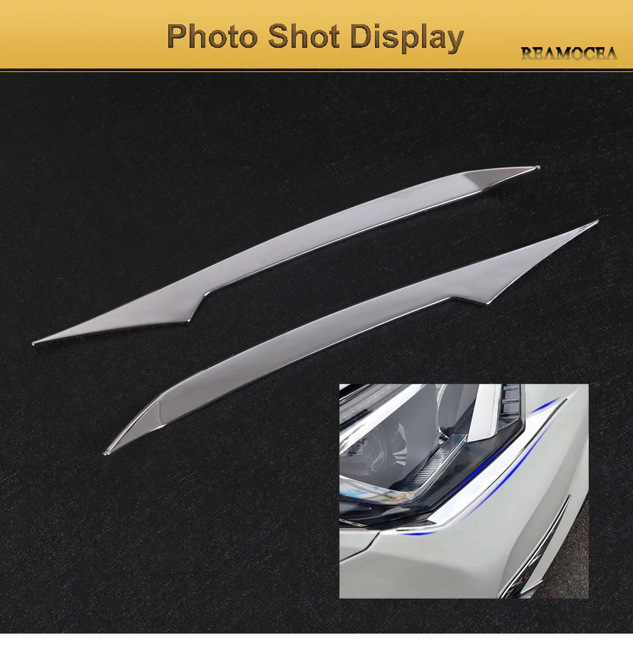 Chrome Front Headlight Head Lights Lamp Eyelid Cover Trim 2 Pcs For Toyota RAV4 Rav 4 2016 2017 2018 Accessories
