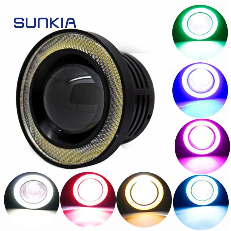 SUNKIA 2Pcs/Set High power Lens LED Fog Light with Angel Eye Ring 7 Color for Unversial Car Motor DRL Headlight Multifunction
SUNKIA 2Pcs/Set High power Lens LED Fog Light with Angel Eye Ring 7 Color for Unversial Car Motor DRL Headlight Multifunction