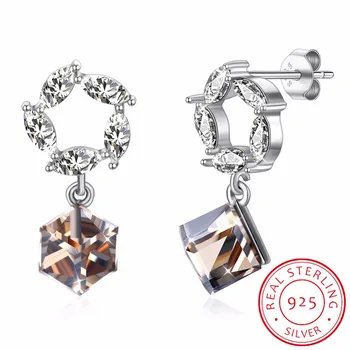 LEKANI 925 Sterling Silver Austrian Flower Shape Square Crystals Pendant Drop Earrings For Bridal Fine Jewelry
LEKANI 925 Sterling Silver Austrian Flower Shape Square Crystals Pendant Drop Earrings For Bridal Fine Jewelry