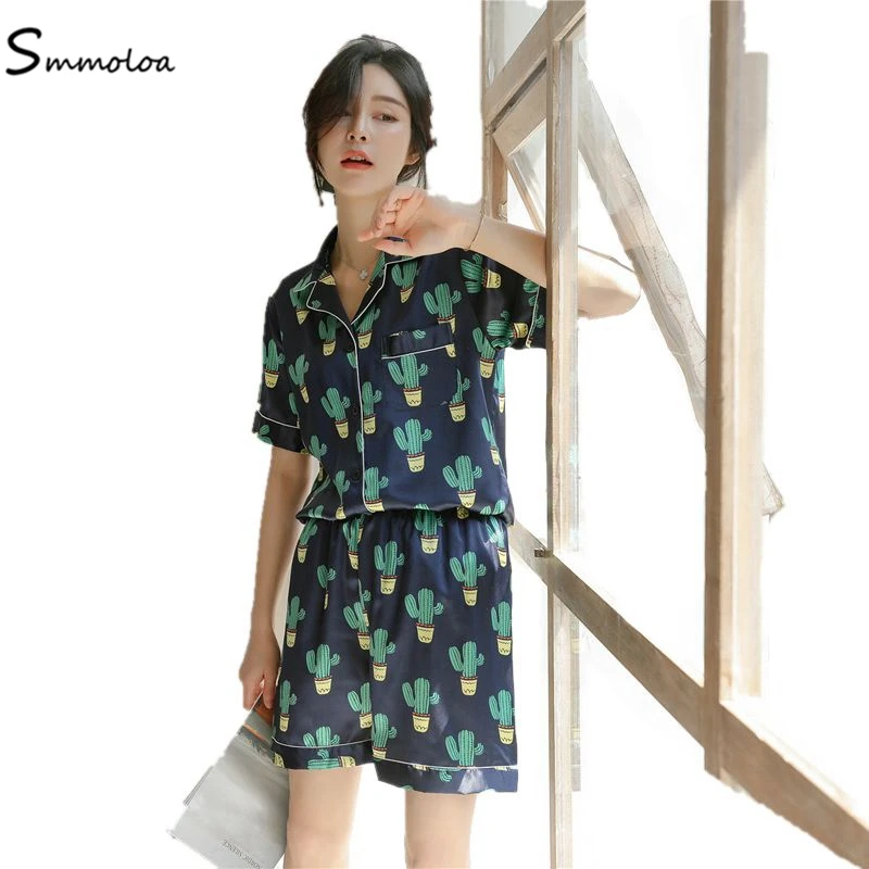 Smmoloa Short Sleeve Silk Pajamas Suit Women Summer Pajama Sets Silk Satin Pijama Sleepwear
Smmoloa Short Sleeve Silk Pajamas Suit Women Summer Pajama Sets Silk Satin Pijama Sleepwear