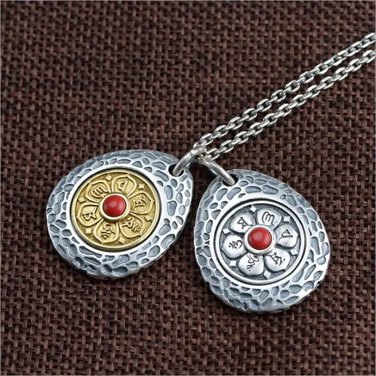 Real S990 solid sterling silver retro Thai craft Jiugong gossip pendant Taoist culture jewelry | Украшения и аксессуары