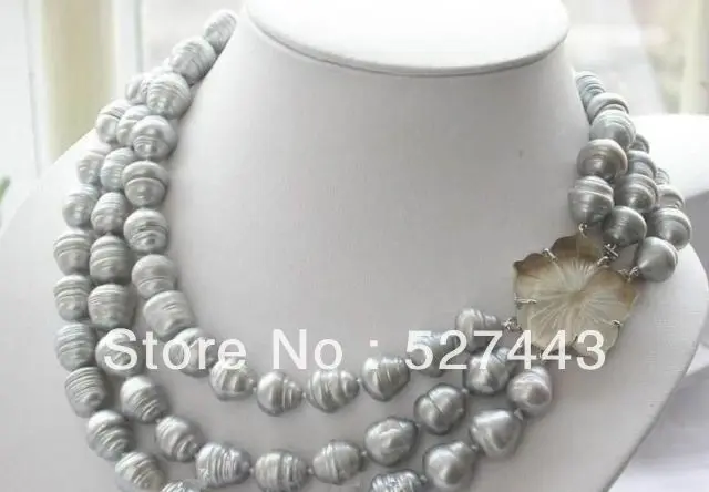 Wholesale free shipping >>triple strandsAAA 11-13mm natural south sea grey baroque pearl necklace
Wholesale free shipping >>triple strandsAAA 11-13mm natural south sea grey baroque pearl necklace