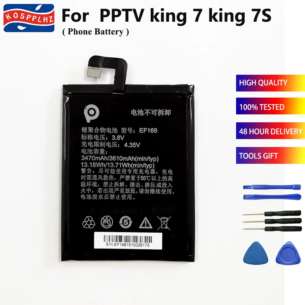 3610mAh 13.71Wh 3.8V EF168 Replacement Battery For PPTV Kings 7 King7 PP6000 EF168 Battery Bateria Li-Polymer cellphone Baterie
3610mAh 13.71Wh 3.8V EF168 Replacement Battery For PPTV Kings 7 King7 PP6000 EF168 Battery Bateria Li-Polymer cellphone Baterie