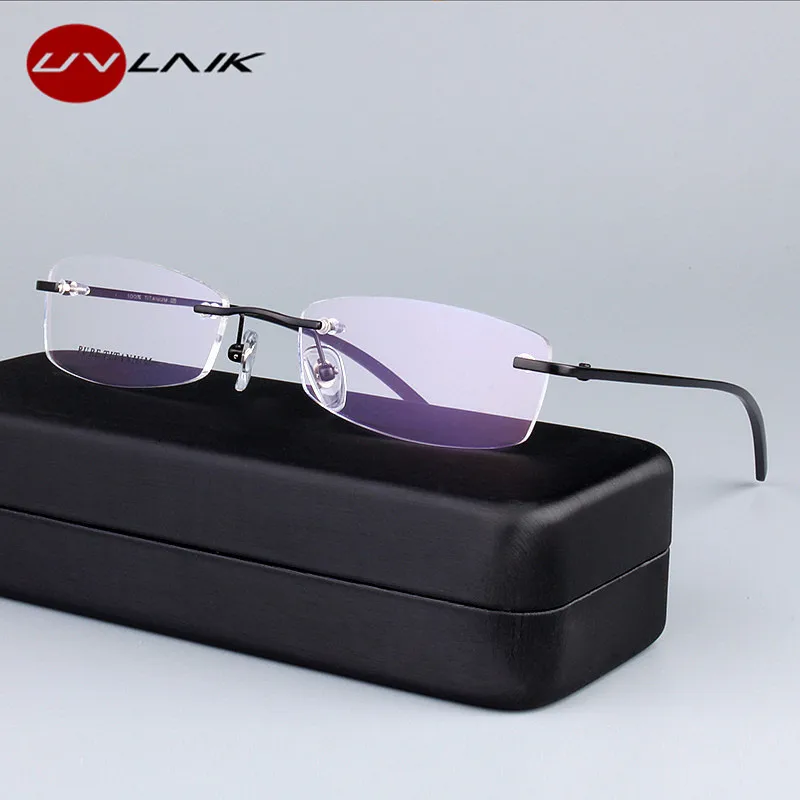 UVLAIK Titanium Eyewear Men Prescription Eyeglasses Rimless Women Ultralight Framelss Myopia Optical Glasses Frame With Case
UVLAIK Titanium Eyewear Men Prescription Eyeglasses Rimless Women Ultralight Framelss Myopia Optical Glasses Frame With Case