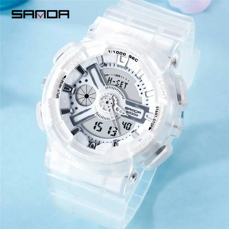 SANDA Brand Fashion waterproof sports watches transparent strap digital couple watch men watch women watches montre homme 661S10
SANDA Brand Fashion waterproof sports watches transparent strap digital couple watch men watch women watches montre homme 661S10