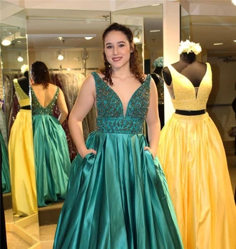 Dark Green Satin Long Prom Dresses 2019 Shining Beading Crystal Formal Evening Dress Party For Women With Pocket robe de soiree
Dark Green Satin Long Prom Dresses 2019 Shining Beading Crystal Formal Evening Dress Party For Women With Pocket robe de soiree