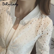 DERUILADY Women's Summer Thin Jacket Lace Long Sleeve Sunscreen Women Clothing Hollow Out Breathable Bomber Jacket Black White
DERUILADY Women's Summer Thin Jacket Lace Long Sleeve Sunscreen Women Clothing Hollow Out Breathable Bomber Jacket Black White