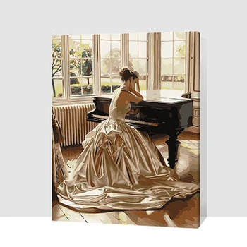 MaHuaf-X081 Framed Vintage wall painting by numbers paint canvas DIY oil 40x50cm hand painted wall art picture Piano girl
MaHuaf-X081 Framed Vintage wall painting by numbers paint canvas DIY oil 40x50cm hand painted wall art picture Piano girl