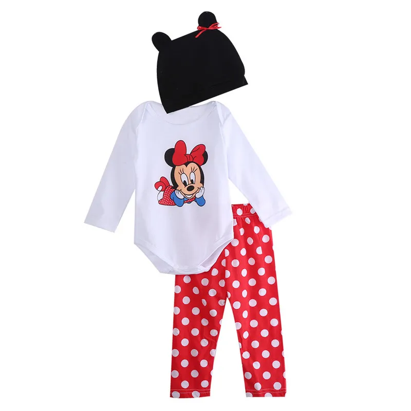 Newborn Infant Child Baby Minnie Mouse Cartoon Boy Girl Set Rompers+Pants+Hat Kids Clothing Sets Children Clothes
Newborn Infant Child Baby Minnie Mouse Cartoon Boy Girl Set Rompers+Pants+Hat Kids Clothing Sets Children Clothes