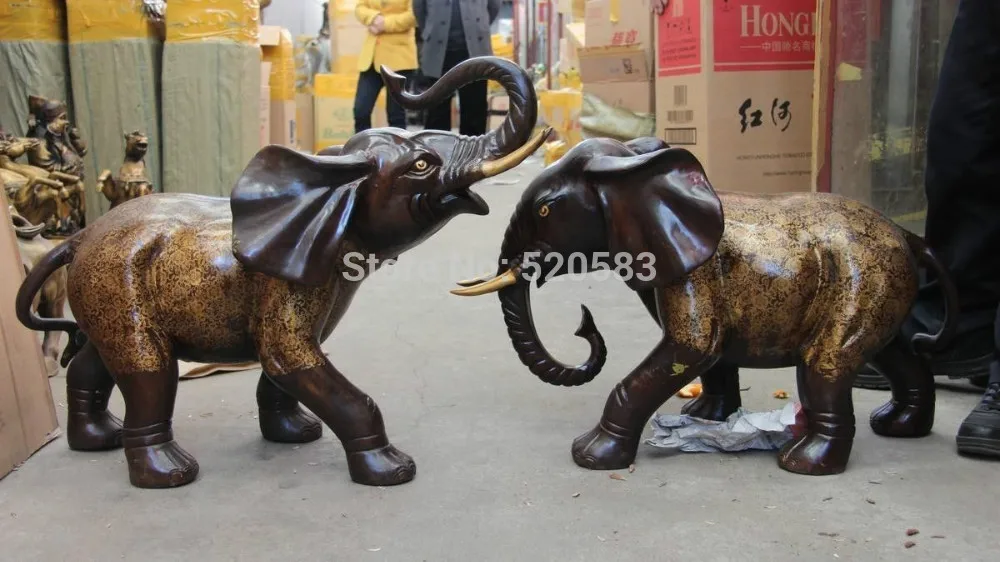 Chinese Royal Copper Bronze Feng Shui Auspicious Wealth Elephant Art Statue Pair
Chinese Royal Copper Bronze Feng Shui Auspicious Wealth Elephant Art Statue Pair