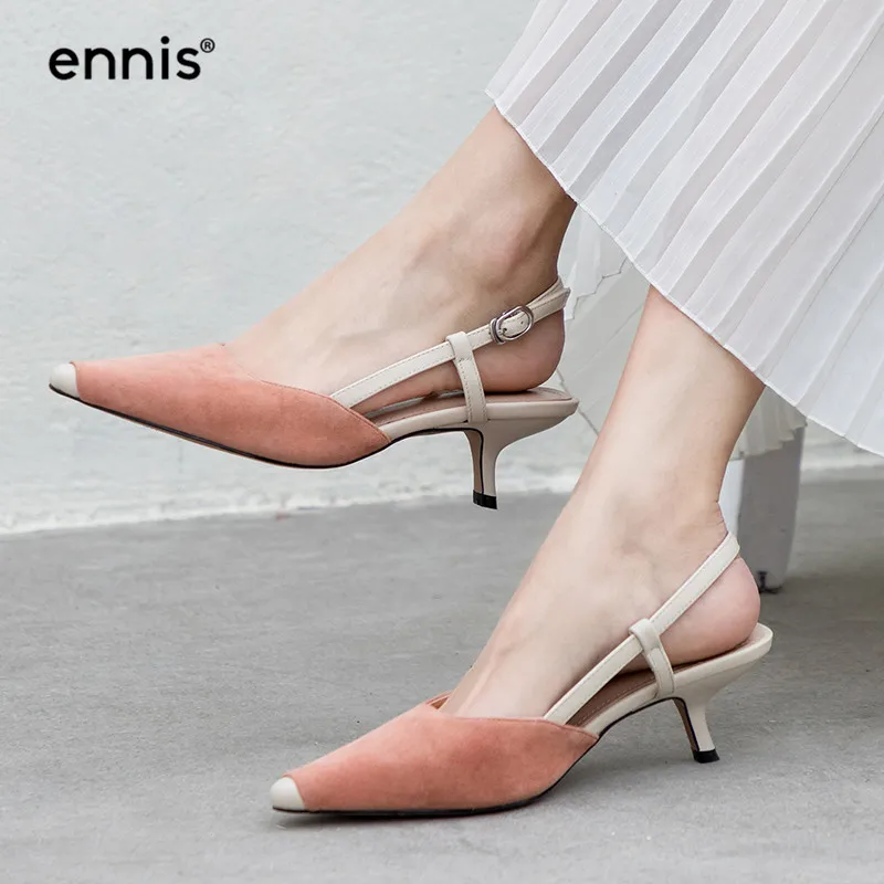 ENNIS 2019 Slingbacks Pumps Pointed Toe Shoes Women Suede Leather Pumps Thin Heel Casual Shoes Mixed Color Slip On Shoes P939 
ENNIS 2019 Slingbacks Pumps Pointed Toe Shoes Women Suede Leather Pumps Thin Heel Casual Shoes Mixed Color Slip On Shoes P939