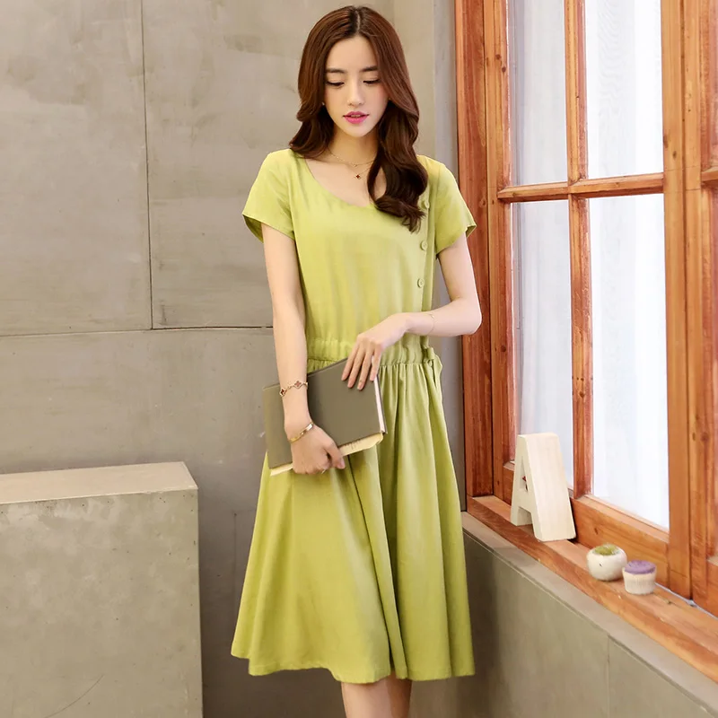 2018 Spring And Summer Cotton And Linen Loose Short Sleeve Women Dresses Artistic O-neck Vintage Knee-length Dress Womens
2018 Spring And Summer Cotton And Linen Loose Short Sleeve Women Dresses Artistic O-neck Vintage Knee-length Dress Womens