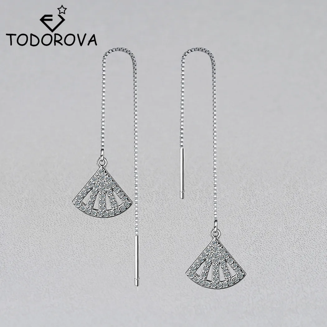 Todorova Cubic Zirconia Stone Fan Shaped Drop Dangle Tassel Earrings Long Chain Ear Jewelry for Women
Todorova Cubic Zirconia Stone Fan Shaped Drop Dangle Tassel Earrings Long Chain Ear Jewelry for Women