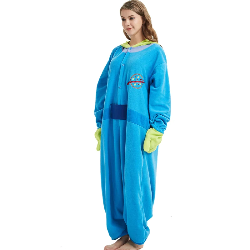 Blue Alien Fleece Kigurumi Cosplay Adult Costume Little Green Man Cartoon Onesie Pajama Halloween Carnival Masquerade Party (4)